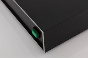 Front right corner of a used Naim NAP160 Power Amplifier in a Black finish
