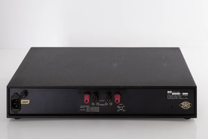 Rear view of a used Naim NAP160 Power Amplifier in a Black finish showing Speaker Outputs and Mains Input