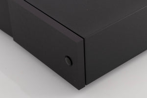 Front right corner of a used Naim NAP250-2 Power Amplifier in a Black finish