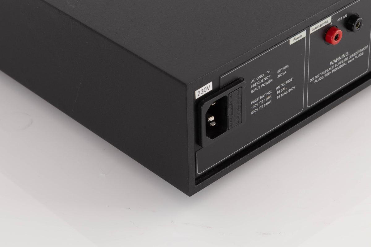 Rear left corner view of a used Naim NAP250-2 Power Amplifier