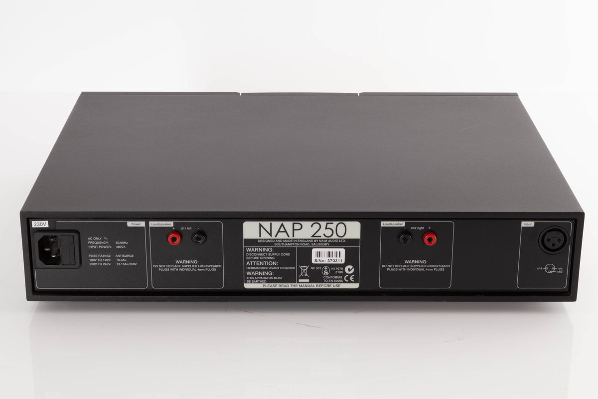 Rear view of a used Naim NAP250-2 Power Amplifier