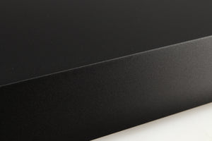 Close up of a used Naim NAP250 DR Power Amplifier in a black finish showing light scratching on right side