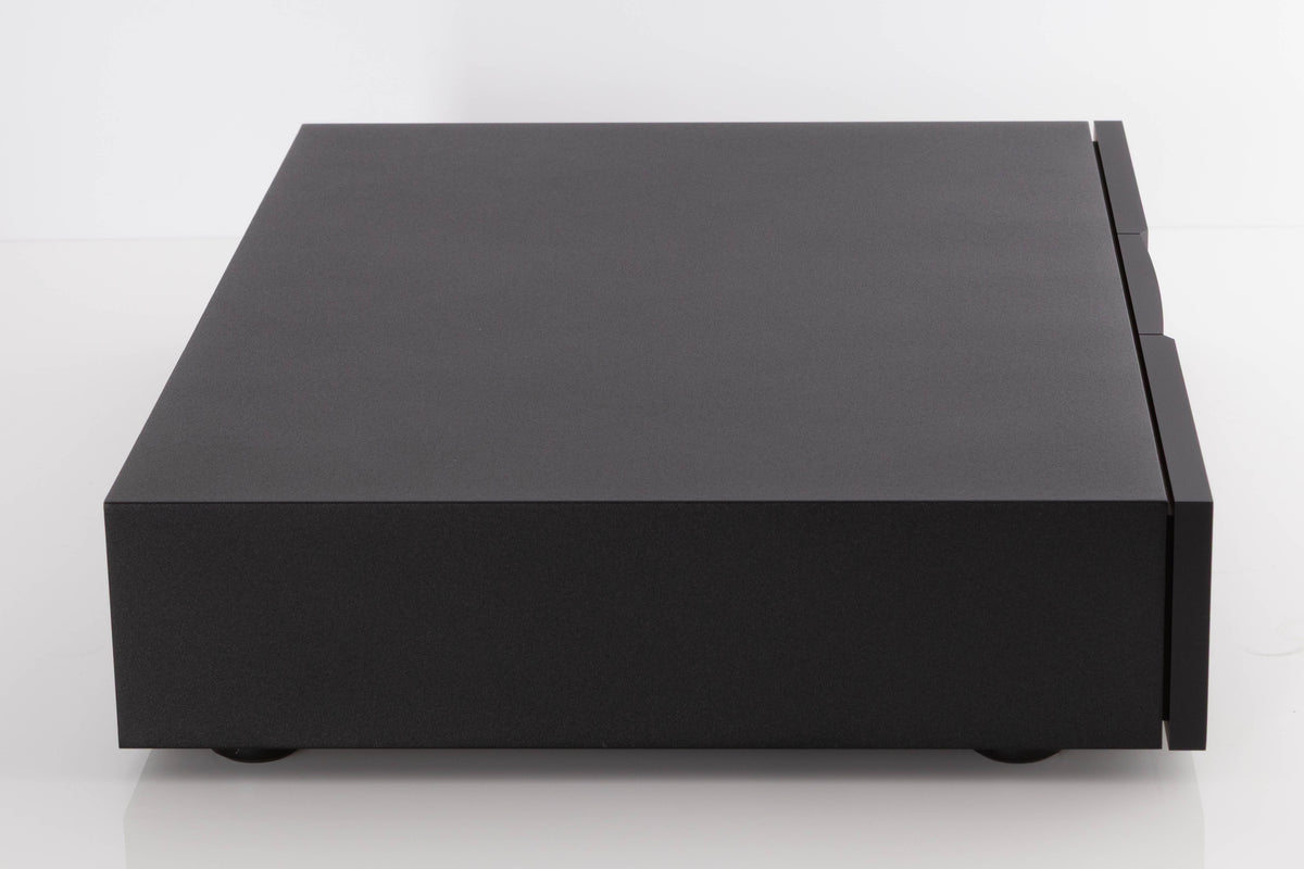Left side view of a used Naim NAP250 DR Power Amplifier in a Black finish