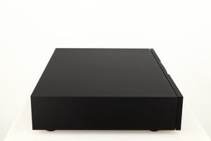 Left side view of a used Naim NAP250 DR Power Amplifier in a black finish 