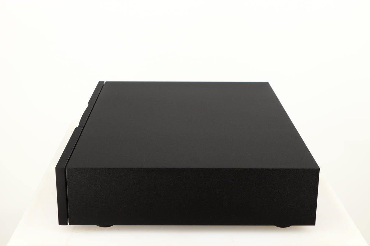 Right side view of a used Naim NAP250 DR Power Amplifier in a black finish 