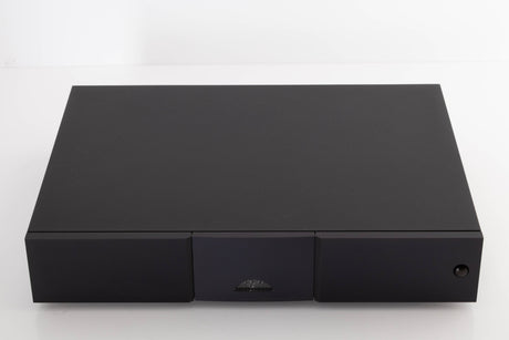 Top of a used Naim NAP250 DR Power Amplifier in a Black finish