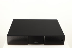 Top of a used Naim NAP250 DR Power Amplifier in a black finish 