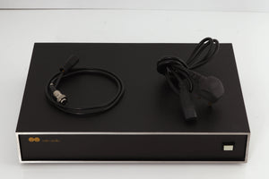 Top of a used Naim NAP250 Power Amplifier in a black finish showing Mains Cable and SNAIC4