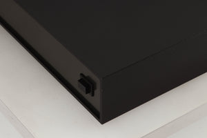 Front right corner of a used Naim NAP250 Power Amplifier in a black finish