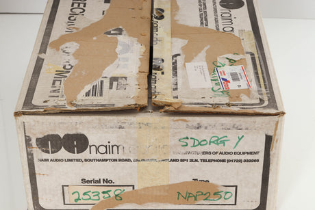 Box for a used Naim NAP250 Power Amplifier in a black finish