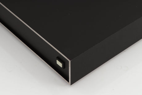 Front right corner of a used Naim NAP250 Power Amplifier in a black finish