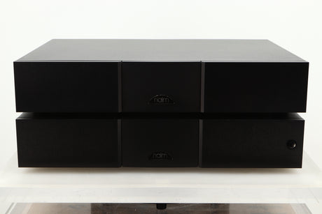 Front view of a used Naim NAP300DR Power Amplifier and Power Supply 