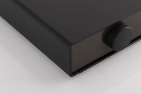 Front left corner of a used Naim NAT03 FM Tuner in a Black finish