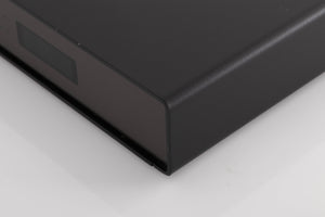 Front right corner of a used Naim NAT03 FM Tuner in a Black finish