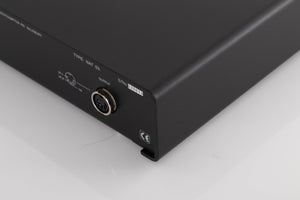 Rear left corner of a used Naim NAT03 FM Tuner in a Black finish