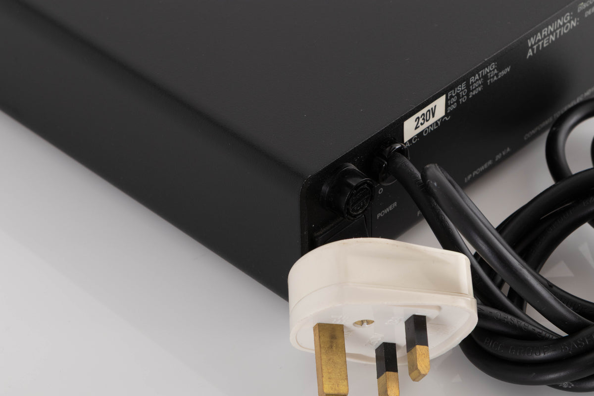 Rear right corner of a used Naim NAT03 FM Tuner in a Black finish