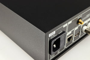 Close up of a used Naim NDX2 Network Streamer in a black finish showing nick on rear edge