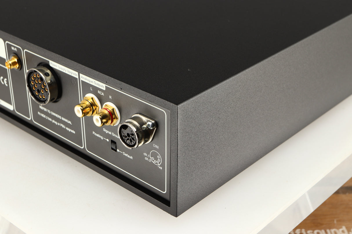 Rear left corner of a used Naim NDX2 Network Streamer in a black finish