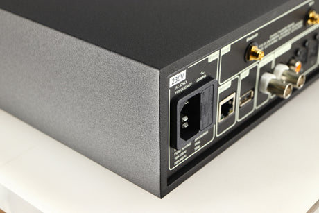 Rear right corner of a used Naim NDX2 Network Streamer in a black finish