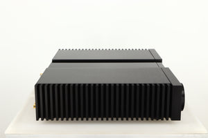 Left side view of a used Naim NSC 222 Streaming Pre Amplifier in a black finish