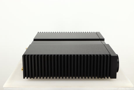 Left side view of a used Naim NSC 222 Streaming Pre Amplifier in a black finish