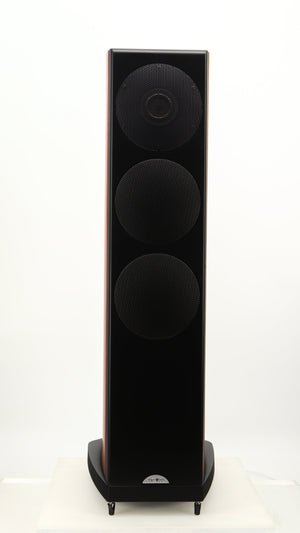 Front view of a used Naim S-400 Ovator Floorstanding Speaker in a cherry finish