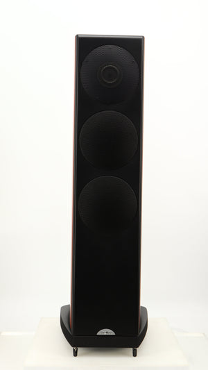 Front view of a used Naim S-400 Ovator Floorstanding Speaker in a cherry finish