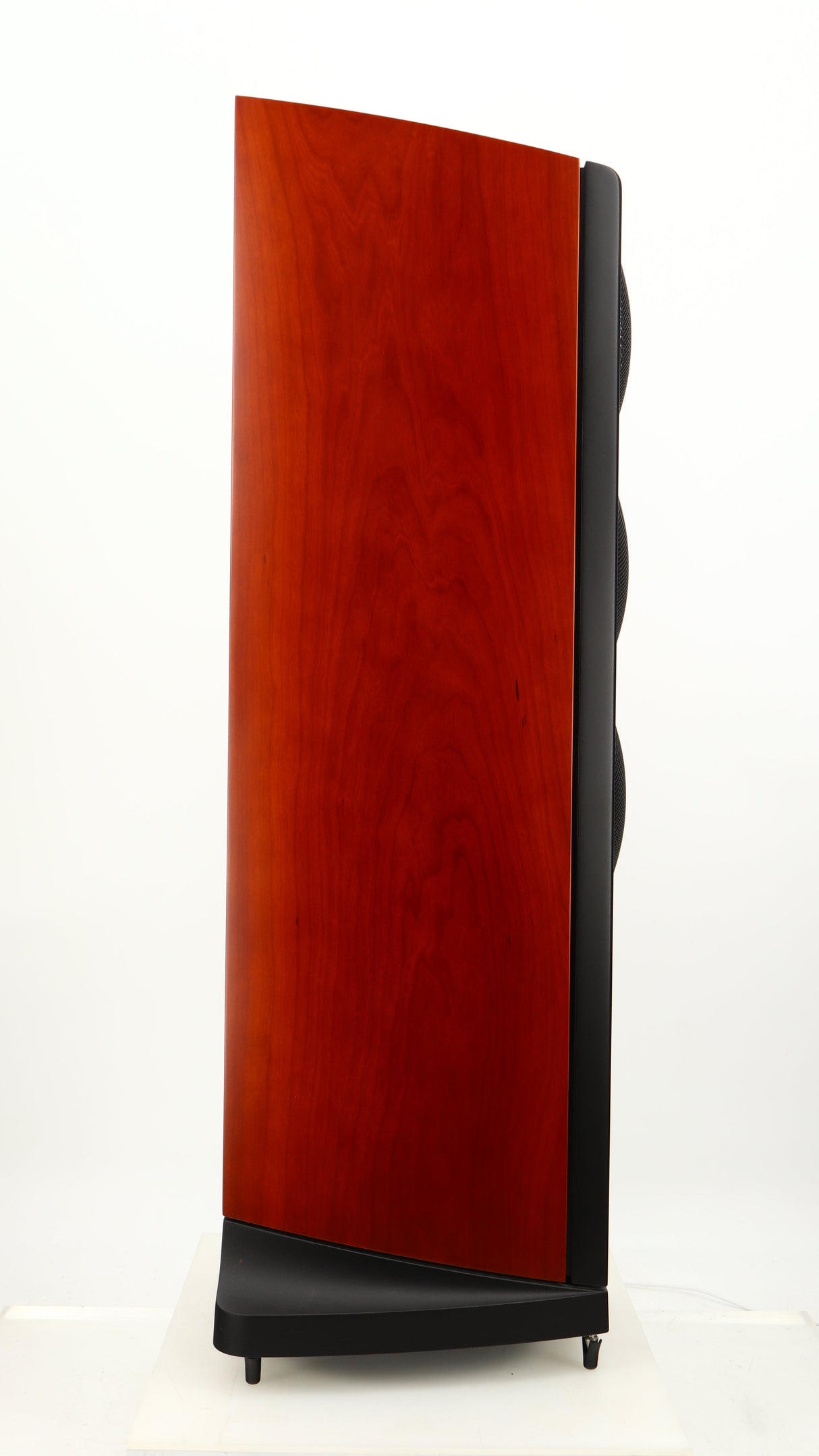 Left side view of a used Naim S-400 Ovator Floorstanding Speaker in a cherry finish