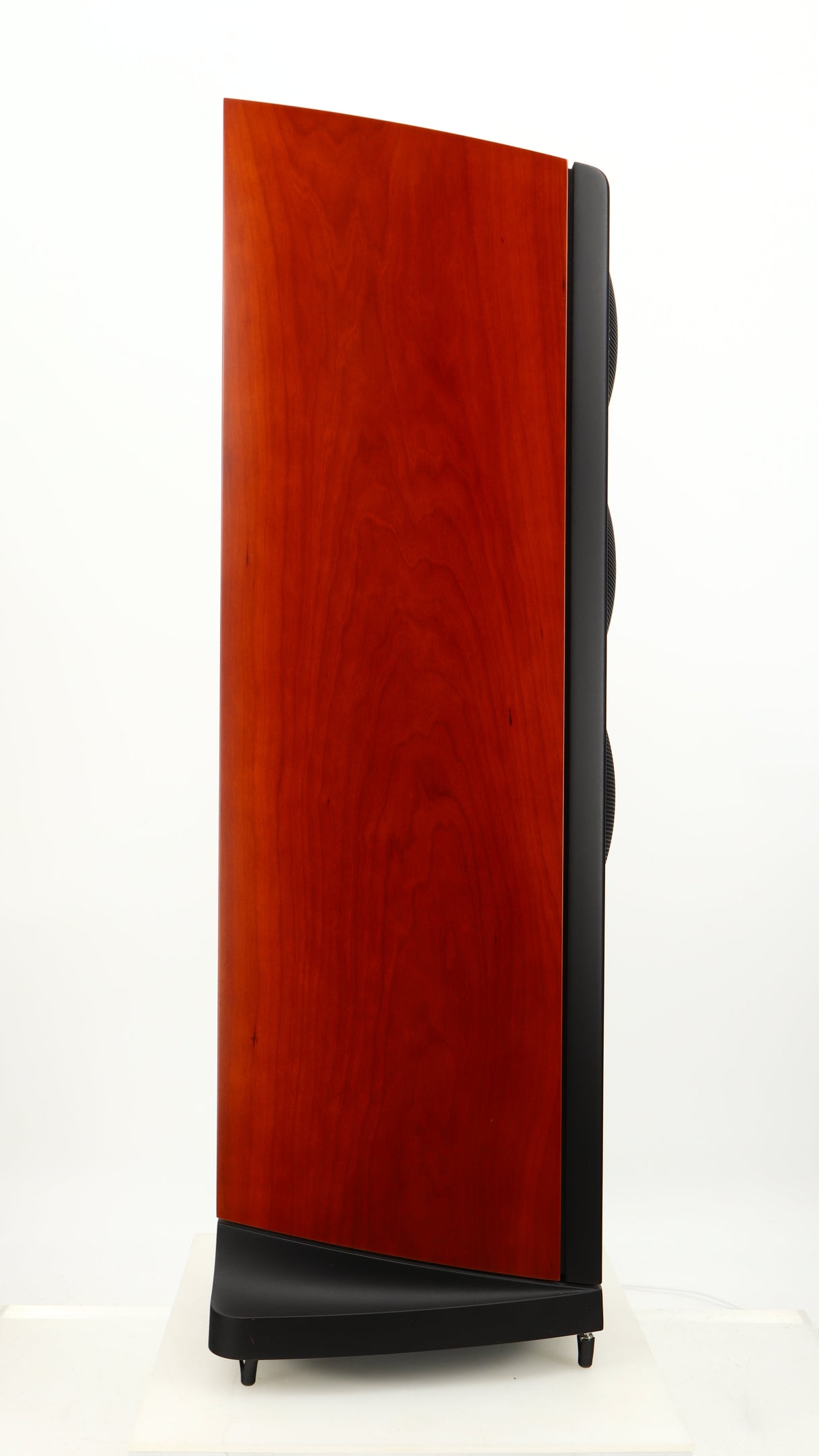 Left side view of a used Naim S-400 Ovator Floorstanding Speaker in a cherry finish