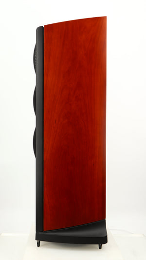 Right side view of a used Naim S-400 Ovator Floorstanding Speaker in a cherry finish