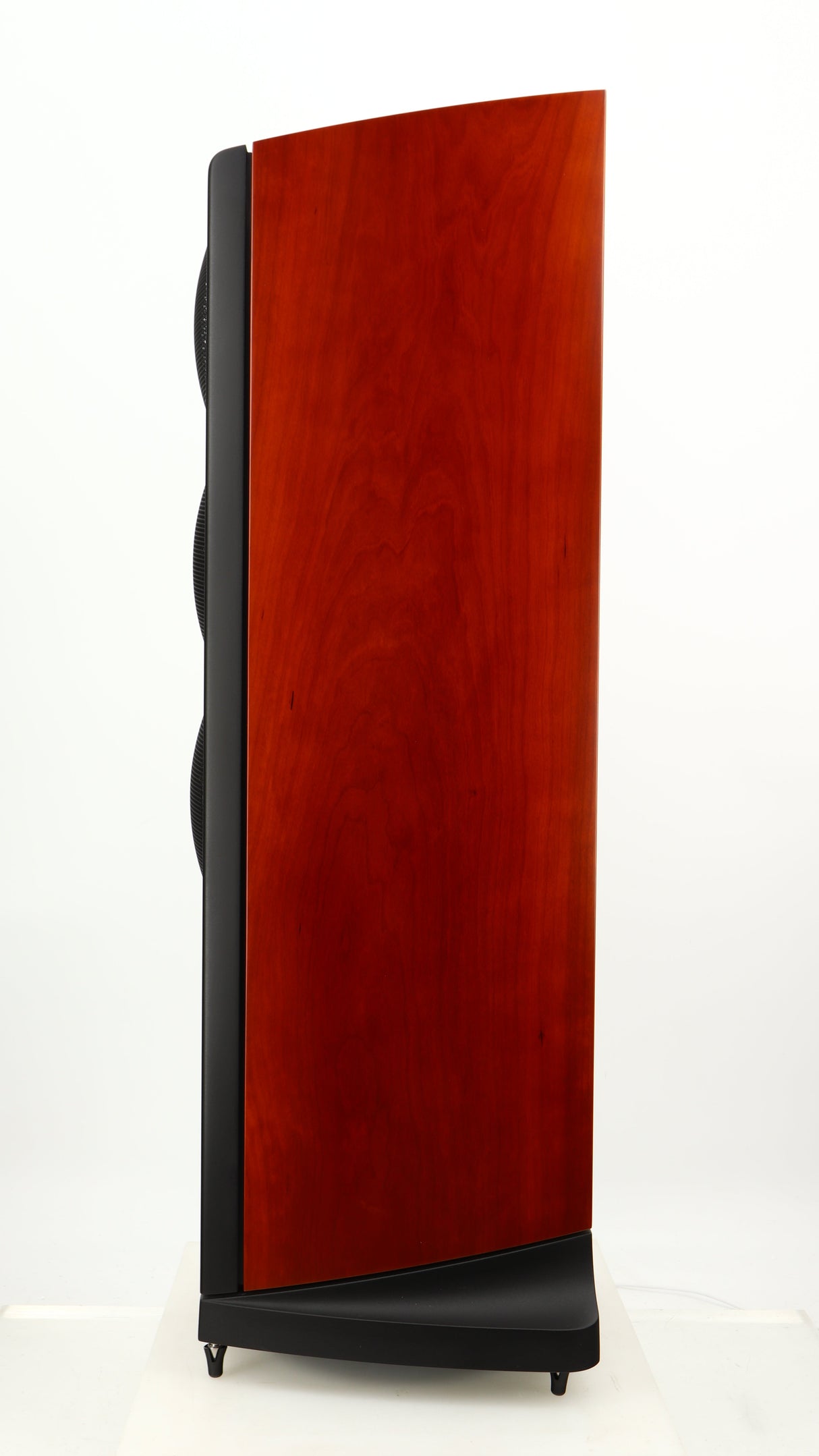 Right side view of a used Naim S-400 Ovator Floorstanding Speaker in a cherry finish