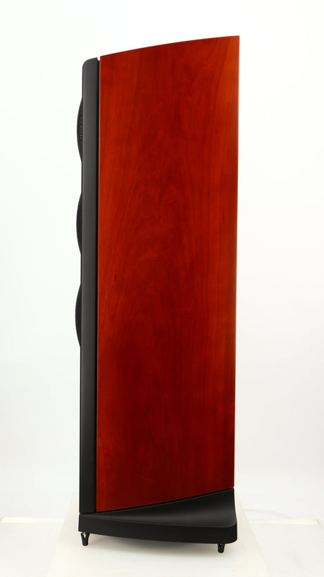 Right side view of a used Naim S-400 Ovator Floorstanding Speaker in a cherry finish