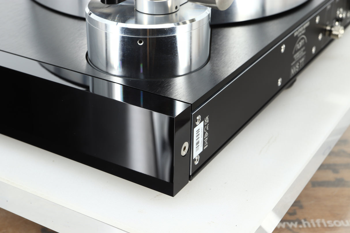 Rear right corner of a used Naim Solstice Special Edition Turntable in a black finish