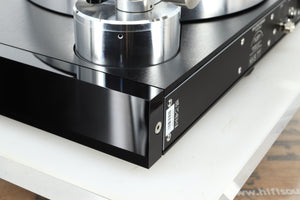 Rear right corner of a used Naim Solstice Special Edition Turntable in a black finish