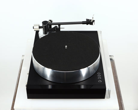 Left side view of a used Naim Solstice Special Edition Turntable in a black finish