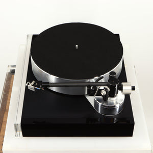 Left side view of a used Naim Solstice Turntable Package in a black finish