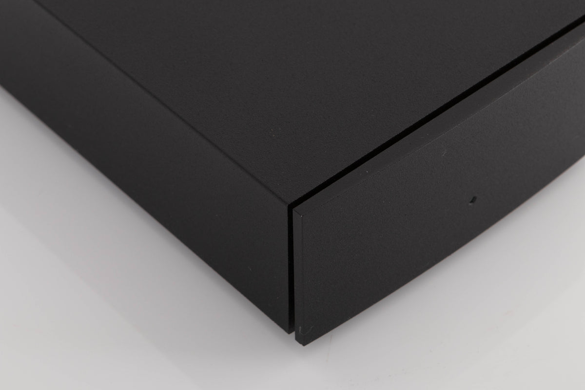 Front left corner of a used Naim Stageline S Phonostage in a Black finish