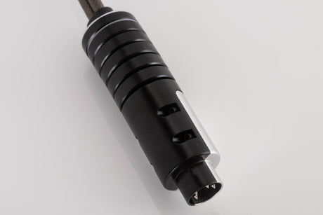 Close up of a used Naim Super Lumina 4 PIN DIN-XLR 1.0m Interconnect Cable showing connector