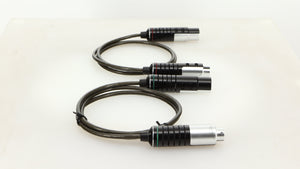 Left side view of used Naim Super Lumina 4PIN DIN-XLR Interconnect Cables in a black finish