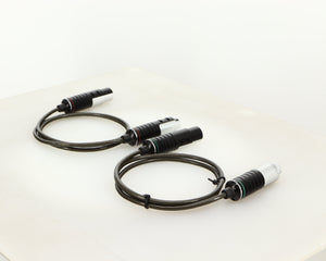 Rear left angle of used Naim Super Lumina 4PIN DIN-XLR Interconnect Cables in a black finish