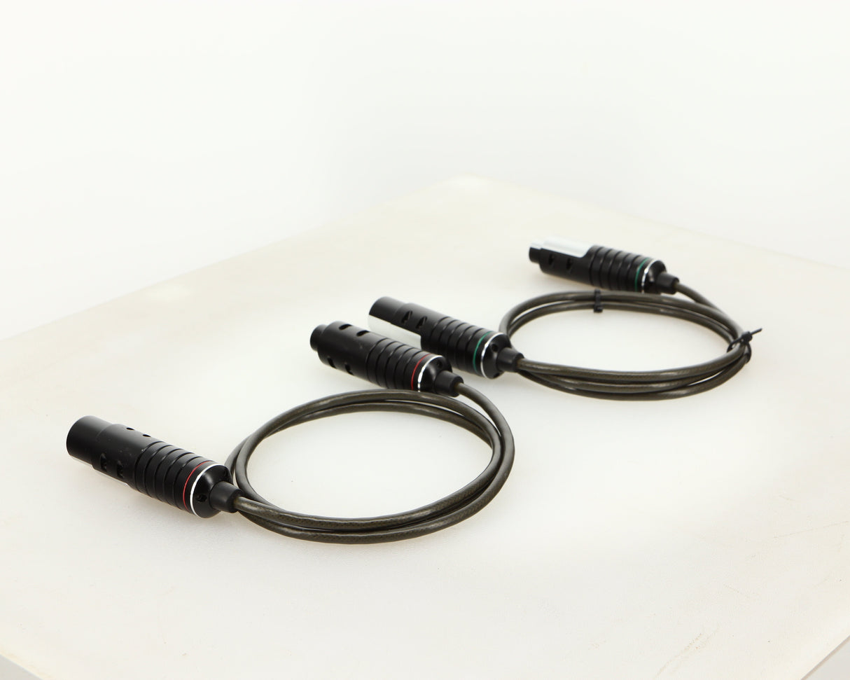 Rear right angle of used Naim Super Lumina 4PIN DIN-XLR Interconnect Cables in a black finish