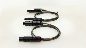 Right side view of used Naim Super Lumina 4PIN DIN-XLR Interconnect Cables in a black finish