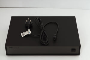 Top of a used Naim Supercap Power Supply in a black finish showing Mains Cable