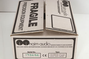 Box for of a used Naim Supercap Power Supply in a black finish