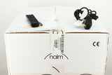 Box for a used Naim Supernait 3 Integrated Amplifier in a black finish showing Manual, Remote, 3x Batteries and Mains Cable
