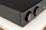 Front left corner of a used Naim Supernait 3 Integrated Amplifier in a black finish