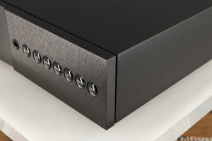 Front right corner of a used Naim Supernait 3 Integrated Amplifier in a black finish