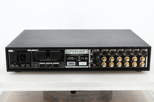 Rear view of a used Naim SUPERNAIT 3 Integrated Amplifier showing speaker outputs, mains, SNAIC, and RCA outputs