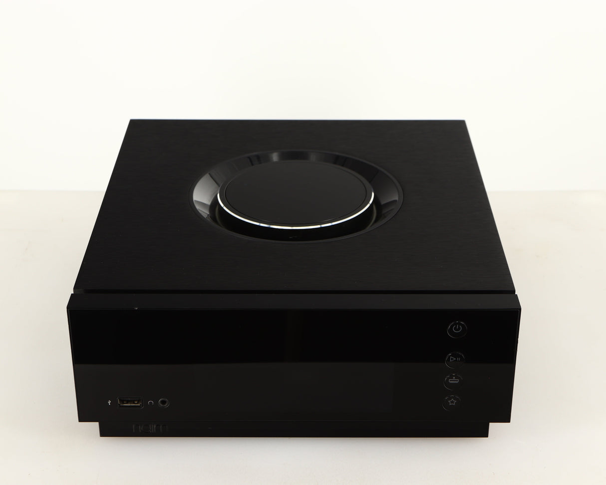 Top of a used Naim Uniti Atom HDMI Integrated System in a black finish 