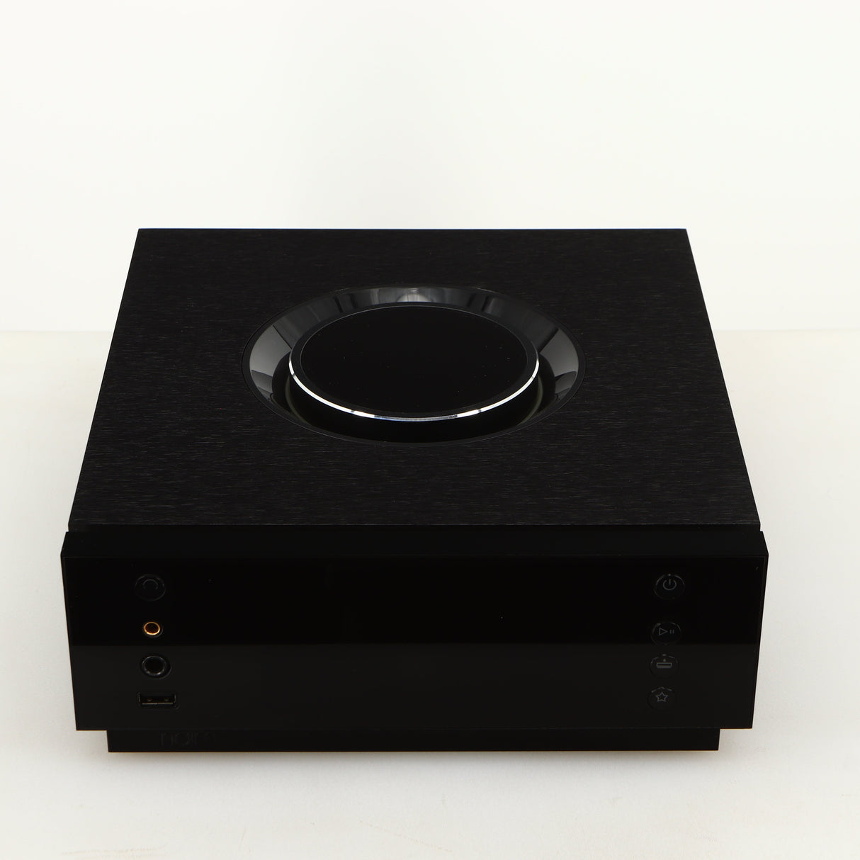 Top of a used Naim Uniti Atom Headphone Edition Streaming Amplifier in a black finish